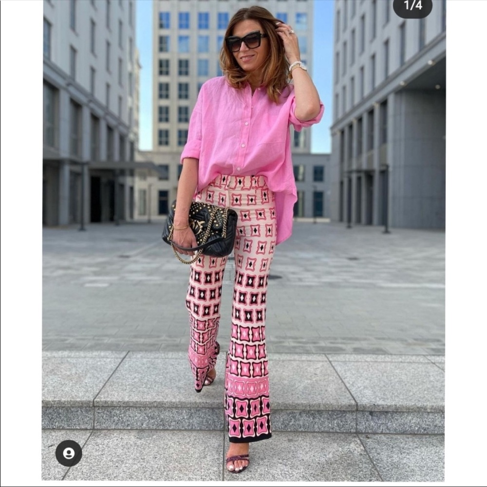 Zara Printed Flare Pants Geometric - Picture 7 of 11